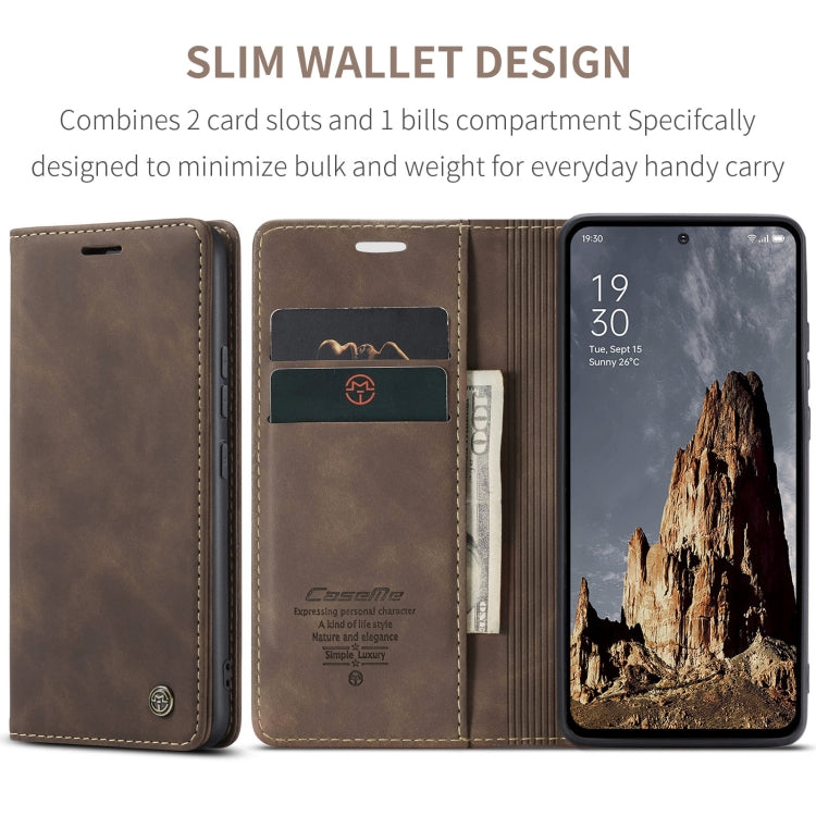 For OPPO Reno12 Pro 5G Global CaseMe 013 Multifunctional Horizontal Flip Leather Phone Case(Coffee) - Reno12 Pro Cases by CaseMe | Online Shopping UK | buy2fix