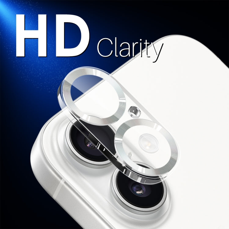 For iPhone 16 / 16 Plus NORTHJO Camera Lens Protector CD Veins 3D Tempered Glass Film(Silver) - iPhone 16 Plus Tempered Glass by NORTHJO | Online Shopping UK | buy2fix