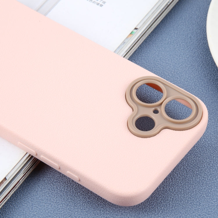 For iPhone 16 Plain Imitation Leather Back Cover Phone Case(Pink) - iPhone 16 Cases by buy2fix | Online Shopping UK | buy2fix