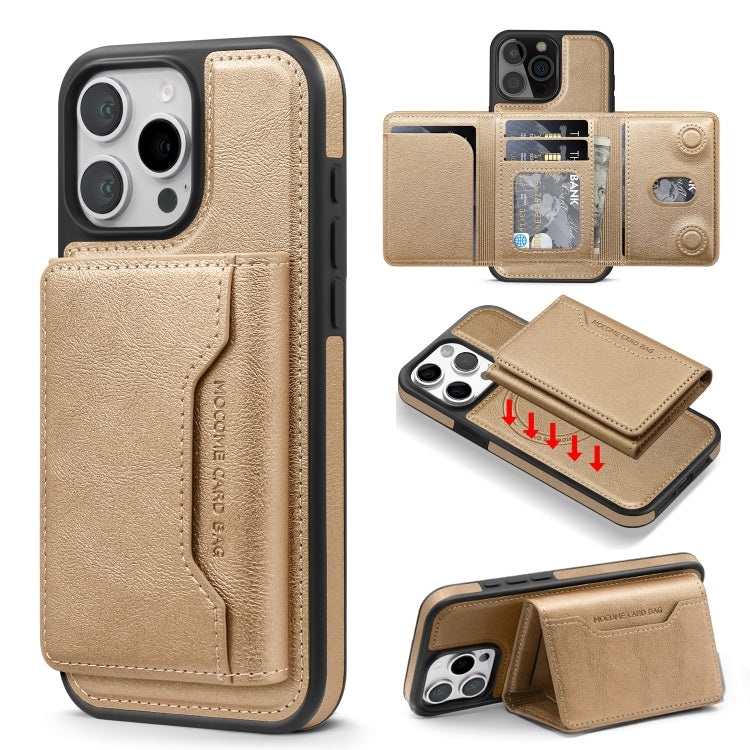 For iPhone 16 Pro Max Shield Multi-functional MagSafe Card Bag Phone Case(Desert Gold) - iPhone 16 Pro Max Cases by buy2fix | Online Shopping UK | buy2fix