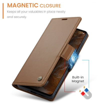 For OPPO Reno12 Pro 5G Global CaseMe 023 Butterfly Buckle Litchi Texture RFID Anti-theft Leather Phone Case(Brown) - Reno12 Pro Cases by CaseMe | Online Shopping UK | buy2fix