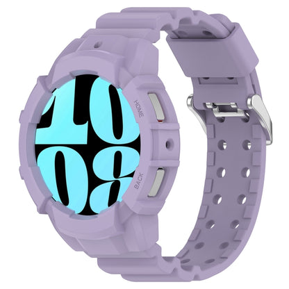 For Samsung Galaxy Watch 7 44mm Armor Silicone Watch Band with Watch Case Set(Purple) - Watch Bands by buy2fix | Online Shopping UK | buy2fix