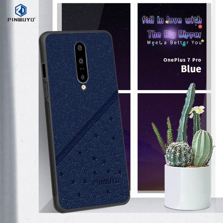 PINWUYO Full Coverage Waterproof Shockproof PC+TPU+PU Protective Case for Oneplus7 pro(Blue) - OnePlus Cases by PINWUYO | Online Shopping UK | buy2fix