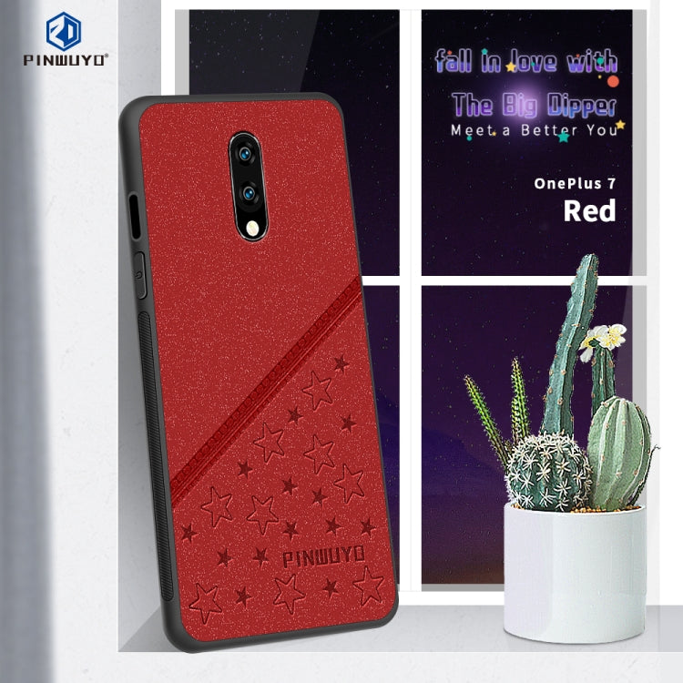 PINWUYO Full Coverage Waterproof Shockproof PC+TPU+PU Protective Case for OnePlus 7(Red) - OnePlus Cases by PINWUYO | Online Shopping UK | buy2fix