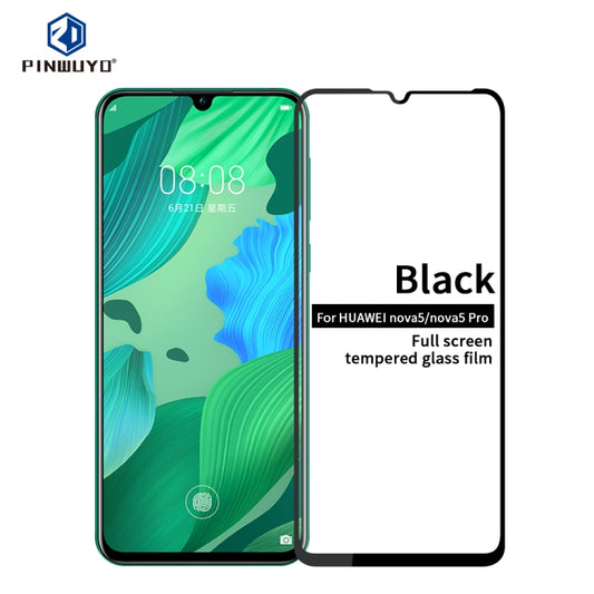 PINWUYO 9H 2.5D Full Glue Tempered Glass Film for Huawei nova 5/nova 5Pro(black) - Huawei Tempered Glass by PINWUYO | Online Shopping UK | buy2fix