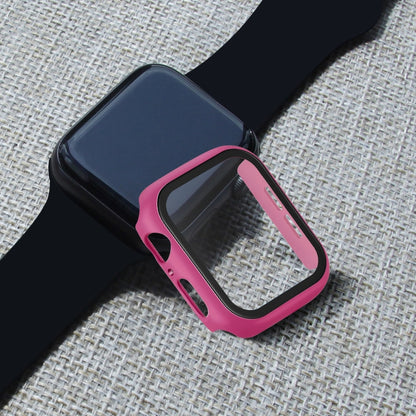 ENKAY Hat-prince Full Coverage PC Case + Tempered Glass Protector for Apple Watch Series 5 / 4 44mm(Rose) - Watch Cases by ENKAY | Online Shopping UK | buy2fix