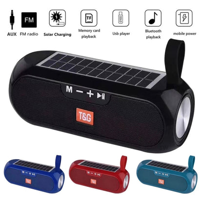 T&G TG182 Portable Column Wireless Stereo Music Box Solar Power waterproof USB AUX FM radio super bass(Blue) - Desktop Speaker by T&G | Online Shopping UK | buy2fix