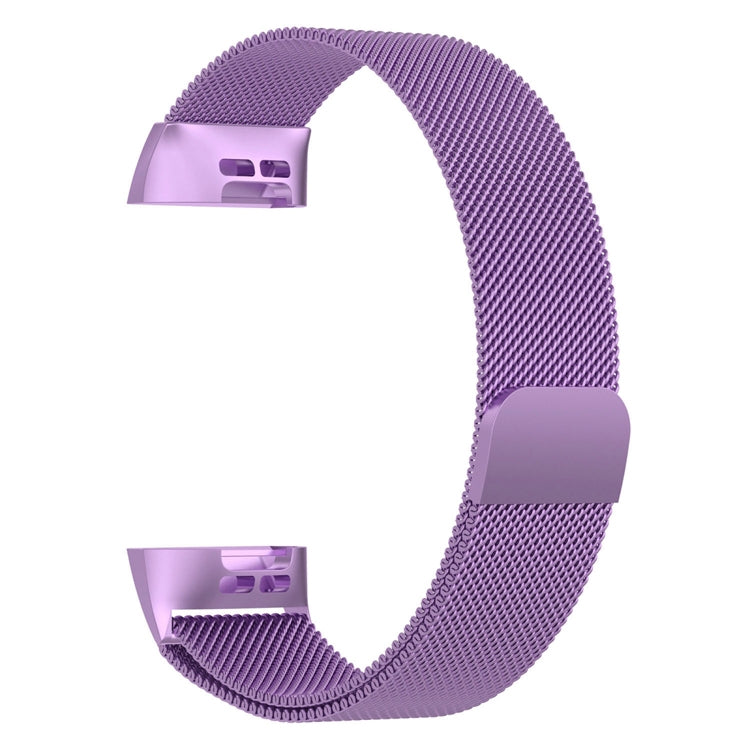 Stainless Steel Magnet Watch Band for FITBIT Charge  4 / 3，Small Size: 190x18mm(Light Purple) - Watch Bands by buy2fix | Online Shopping UK | buy2fix