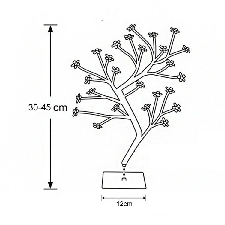 24 Lights Cherry Tree Lamp Table Lamp Room Layout Decoration Creative Bedside Night Light Gift, Style:Fiber Optic Black tree - Holiday Lights by buy2fix | Online Shopping UK | buy2fix