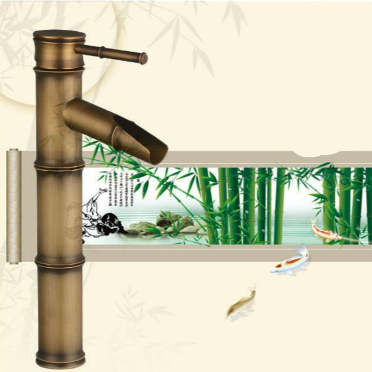 Antique Retro Hot Cold Water Bathroom Counter Basin Bamboo Waterfall Basin Copper Faucet, Specifications:Elbow 3 Knots - Faucets & Accessories by buy2fix | Online Shopping UK | buy2fix