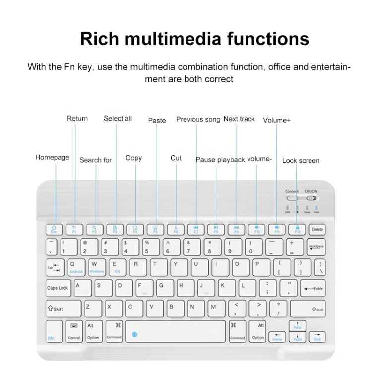 YS-001 9.7-10.1 Inch Tablets Phones Universal Mini Wireless Bluetooth Keyboard, Style:Only Keypad(White) - Universal Keyboard by buy2fix | Online Shopping UK | buy2fix