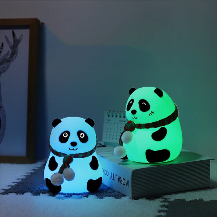 Cute Panda Night Light USB Charging Touch Control Colorful Silicone Bedside Lamp(Big Eyes) - Night Lights by buy2fix | Online Shopping UK | buy2fix