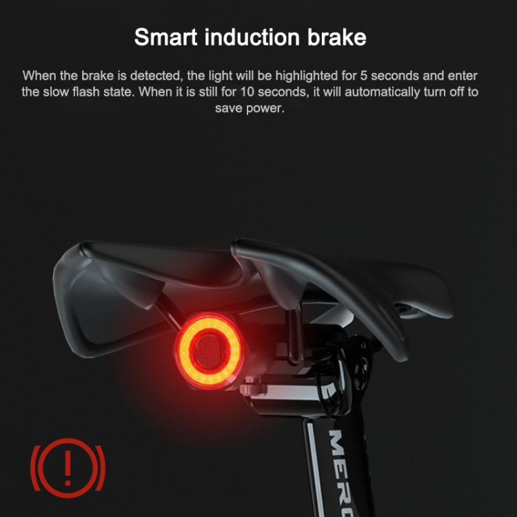 MEROCA MX2 Smart Sensor Brake Tail Light Mountain Bike Light USB Charging Road Bike Night Riding Tail Light, Color:Seat Cushion Installation Black - Taillights by buy2fix | Online Shopping UK | buy2fix