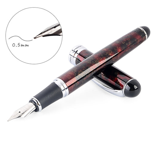 X750 Stationery Stainless Steel Fountain Pen Medium Nib Ink Pens School Oiifice Gift, Nib Size:0.5mm(Red Pattern) - Fountain Pens by buy2fix | Online Shopping UK | buy2fix