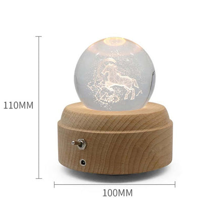 Girl Bedside Lamp Crystal Ball Wooden Base Music Box Charging Glow Rotating Night Light, Random Music(Milky Way) - Novelty Lighting by buy2fix | Online Shopping UK | buy2fix