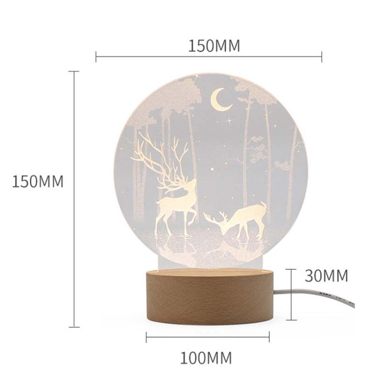 3D Atmosphere Decorative Light Acrylic Inner Carved LED Night Light Creative Girl Table Lamp(Deer) - Novelty Lighting by buy2fix | Online Shopping UK | buy2fix