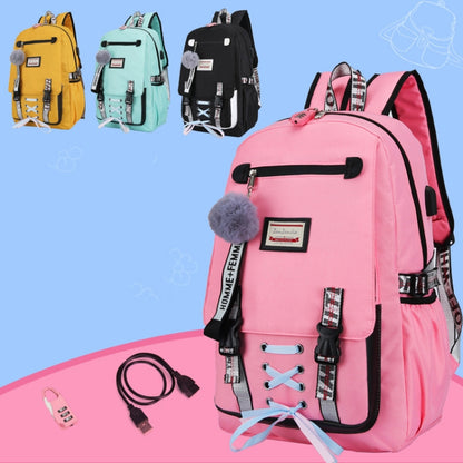 Sports and Leisure USB Charging Anti-Theft Backpack(Pink) - Double-shoulder Bags by buy2fix | Online Shopping UK | buy2fix