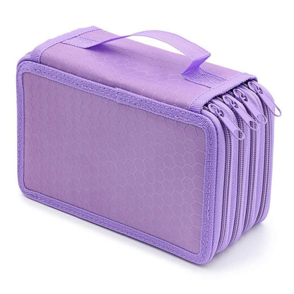 Solid Color Square Four-Layer Pencil Case Sketch Colorful Pencil Case With 72 Holes(Purple) - File Folder by buy2fix | Online Shopping UK | buy2fix