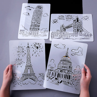 1 Paris Tower Construction Series Painting Template Theme City A4 Label Template - Art Supplies by buy2fix | Online Shopping UK | buy2fix