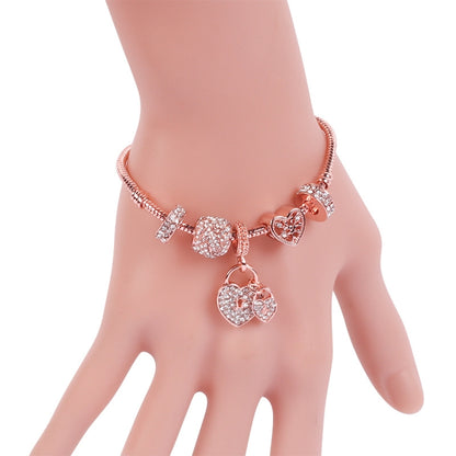 SL131 19cm Women Rose Gold Beaded Bracelet - Bracelets by buy2fix | Online Shopping UK | buy2fix