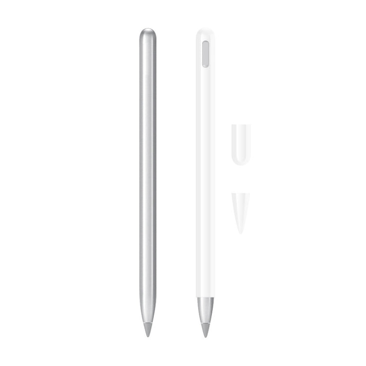 2 Sets 3 In 1 Stylus Silicone Protective Cover + Two-Color Pen Cap Set For Huawei M-Pencil(White) - Pencil Accessories by buy2fix | Online Shopping UK | buy2fix