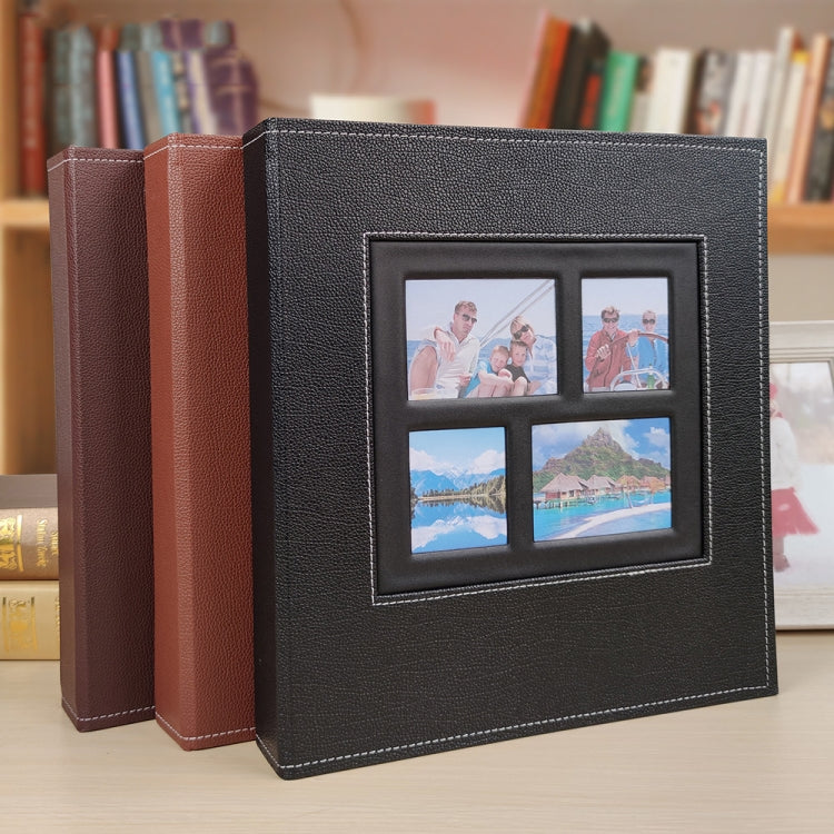 6 Inch 600 Sheets Leather Cover Photo Album Family Photo Album Storage Book(Black) - Photo Albums & Photo Frames by buy2fix | Online Shopping UK | buy2fix