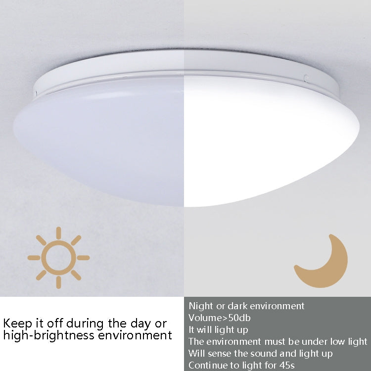 LED Sound Light Control Ceiling Lamp Round Corridor Intelligent Sensor Lamp, Power source: 18W 350mm(Warm White) - Sensor LED Lights by buy2fix | Online Shopping UK | buy2fix