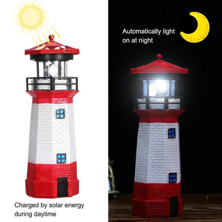 Outdoor Garden Decoration Solar Lighthouse Resin LED Revolving Light(Black White) - Solar Lights by buy2fix | Online Shopping UK | buy2fix