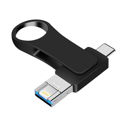 16GB USB 3.0 + 8 Pin + USB-C / Type-C 3 in 1 Mobile Computer Metal U-Disk(Black) - U Disk & Card Reader by buy2fix | Online Shopping UK | buy2fix