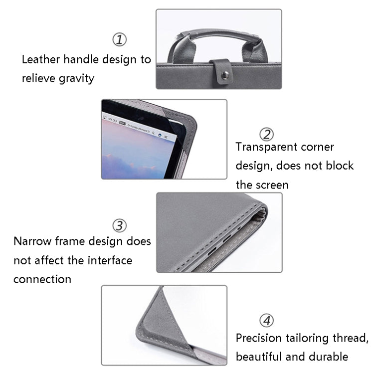 Book Style Laptop Protective Case Handbag For Macbook 13 inch(Gray + Power Bag) - Protective Bags by buy2fix | Online Shopping UK | buy2fix