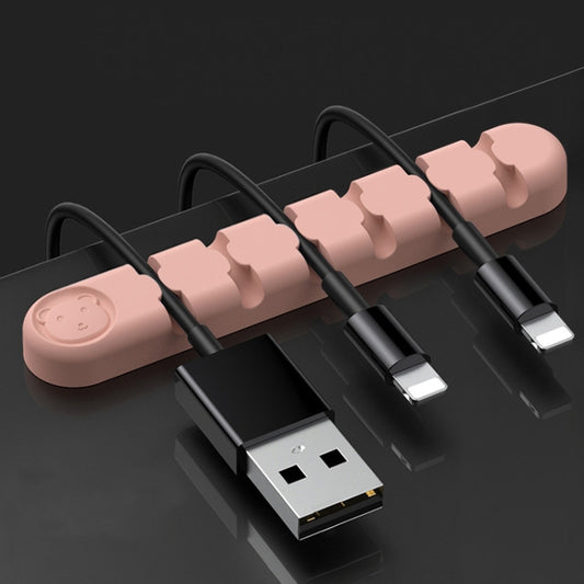 6 Holes Bear Silicone Desktop Data Cable Organizing And Fixing Device(Sand Pink) - Cable Organizer by buy2fix | Online Shopping UK | buy2fix