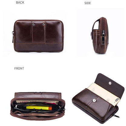 BULL CAPTAIN  Leather Multifunctional Waist Bag For Men(Brown-08) - Wallets by BULL CAPTAIN | Online Shopping UK | buy2fix