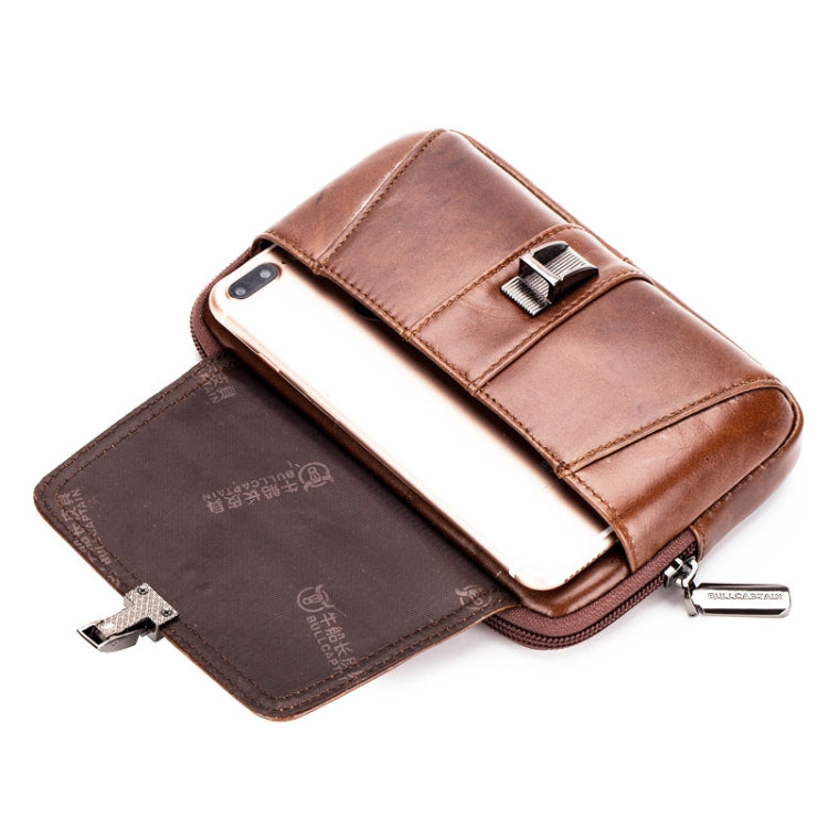 BULL CAPTAIN Multifunctional Leather Mobile Phone Small Waist Bag For Men(Vertical Brown) - Wallets by BULL CAPTAIN | Online Shopping UK | buy2fix