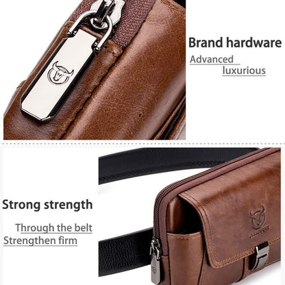 BULL CAPTAIN Multifunctional Leather Mobile Phone Small Waist Bag For Men(Vertical Brown) - Wallets by BULL CAPTAIN | Online Shopping UK | buy2fix