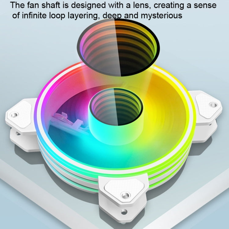 COOLMOON 12cm Infinity Lens Computer Cooling Fan PWM ARGB Chassis Cooling Fan(White) - Fan Cooling by COOLMOON | Online Shopping UK | buy2fix