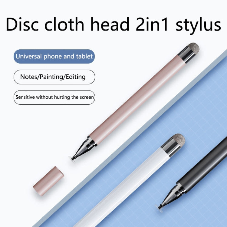 2 PCS Office Painting without Charging Cloth Head Disc Stylus Pen(White) - Stylus Pen by buy2fix | Online Shopping UK | buy2fix