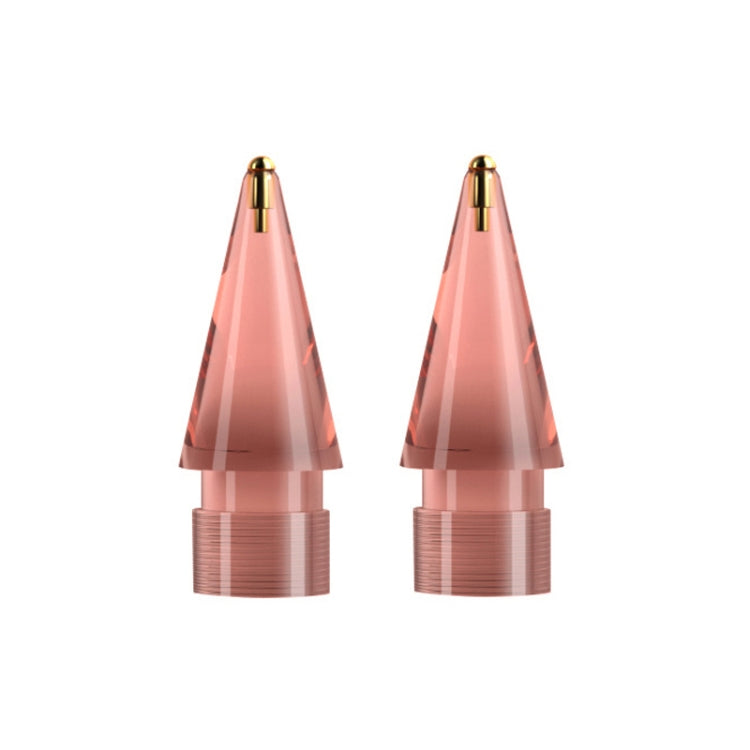 For Apple Pencil 1/2 2pcs Stylus Transparent Replacement Needle Nib, Spec: Round (Pink) - Pencil Accessories by buy2fix | Online Shopping UK | buy2fix