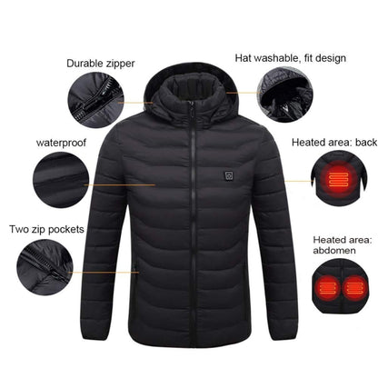 9 Zone Red USB Winter Electric Heated Jacket Warm Thermal Jacket, Size: L - Down Jackets by buy2fix | Online Shopping UK | buy2fix