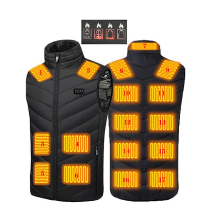 17 Area  4 Control Black USB Electric Heating Undershirt Intelligent Warm Vest(S) - Down Jackets by buy2fix | Online Shopping UK | buy2fix