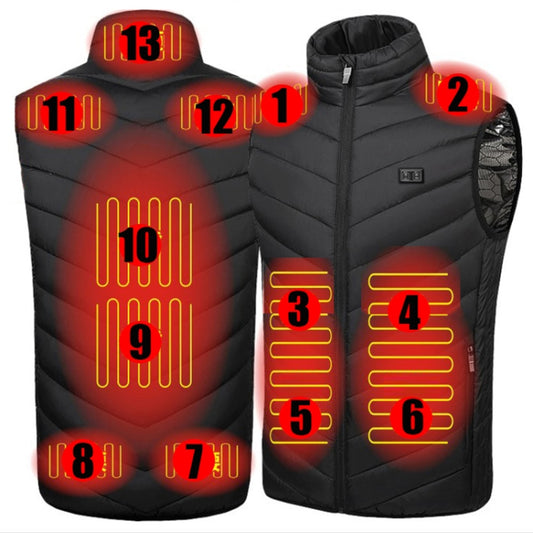 13  Area Double Control Black USB Electric Heating Undershirt Intelligent Warm Vest(4XL) - Down Jackets by buy2fix | Online Shopping UK | buy2fix