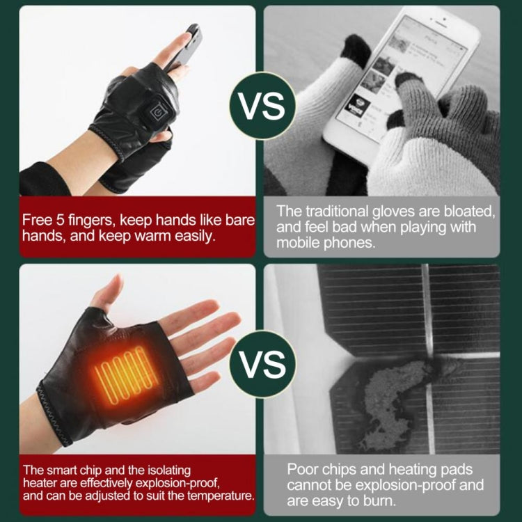 1 Pair Adjustable Temperature Rechargeable Intelligent Electric Heating Gloves Half Finger Gloves, Size: S(Black) - Safety Gloves by buy2fix | Online Shopping UK | buy2fix