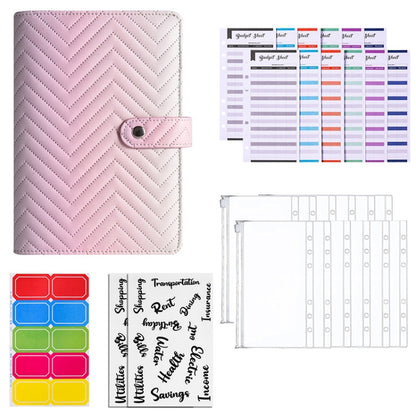 A6 PU Macaron Gradient Color Loose-leaf Notepad Notebook Budget Book(Pink) - Notebooks by buy2fix | Online Shopping UK | buy2fix