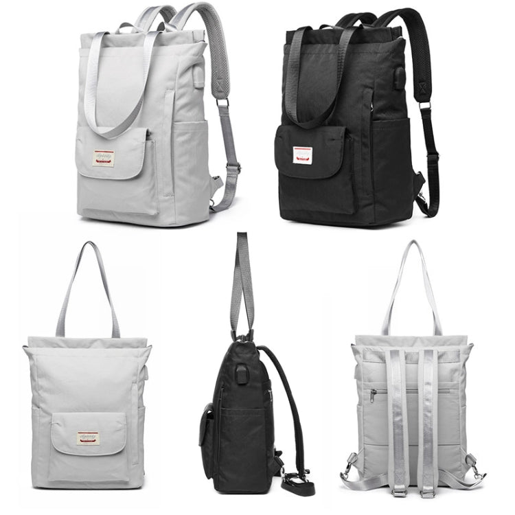 Student Backpack Waterproof USB Laptop Bag, Size: Medium (Gray) - Double-shoulder Bags by buy2fix | Online Shopping UK | buy2fix