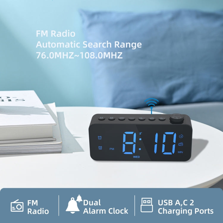 RGB Color Changing LED Digital Alarm Clock with FM Radio Built-in 8 Natural Music(White) - Alarm Clocks by buy2fix | Online Shopping UK | buy2fix