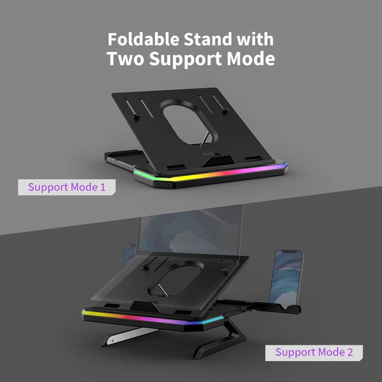Laptop Stand with RGB Lighting 9-Level Adjustable Notebook Stand(Pink) - Laptop Stand by buy2fix | Online Shopping UK | buy2fix