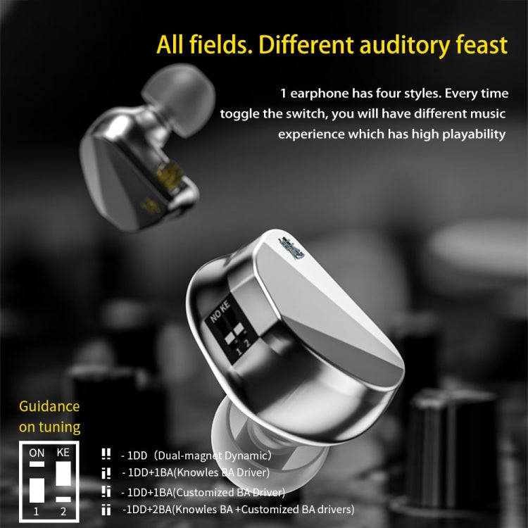 CVJ In Ear Wired Adjustment Switch Earphone, Color: Silver - In Ear Wired Earphone by CVJ | Online Shopping UK | buy2fix