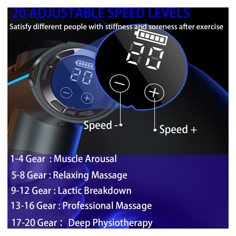 20-speed Touch Control Fascia Massager with 6 Massage Heads,CN Plug(Gray) - Massage gun & Accessories by buy2fix | Online Shopping UK | buy2fix
