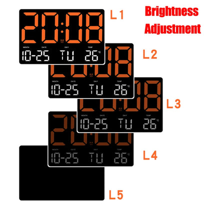 Large Display Led Digital Clock 5 Modes Brightness Adjustable Temperature Mute Electronic Clock(Green Double Color) - Alarm Clocks by buy2fix | Online Shopping UK | buy2fix