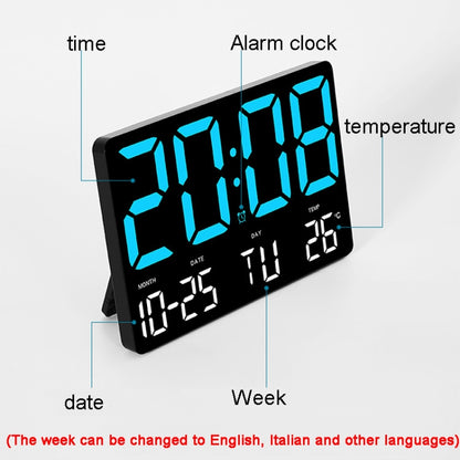 Large Display Led Digital Clock 5 Modes Brightness Adjustable Temperature Mute Electronic Clock(Green Double Color) - Alarm Clocks by buy2fix | Online Shopping UK | buy2fix