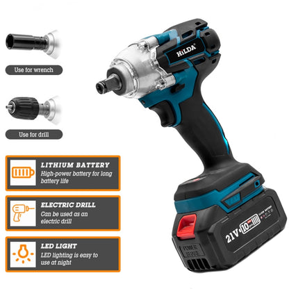HILDA Motorized Wrenches Lithium Repair Parts With 22mm Socket, EU Plug, Model: Blue With 1 Battery+1 Charger(1500mAh) - Screws by HILDA | Online Shopping UK | buy2fix